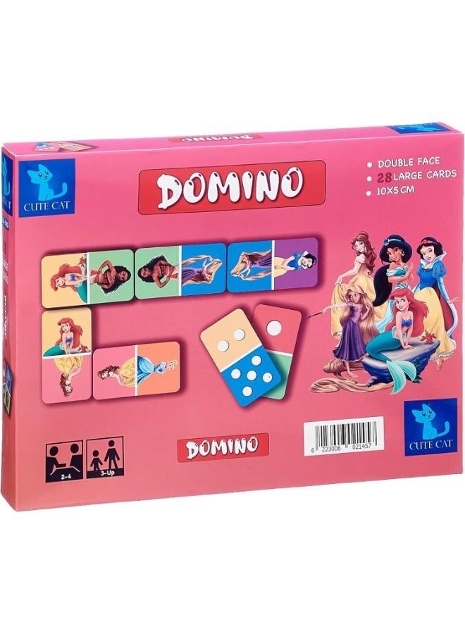 Fluffy Bear Kids Domino Game with Cartoon Princess Design | 28 Pieces | Educational Matching Game - Image 1