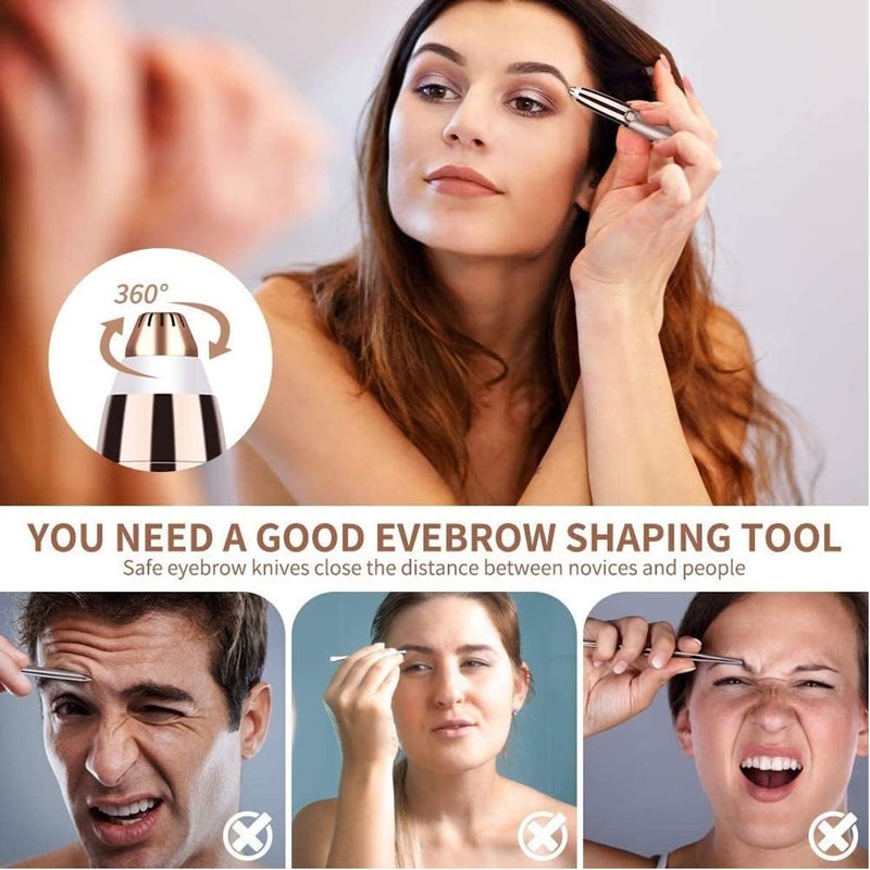 MARK STORE Eyebrow Trimmer & Facial Hair Removal, 2 in 1 Eyebrow Razor and Hair Remover, Rechargeable Painless Razors for Face Peach Fuzz, Eyebrow, Lips, Body, Chin, Arms, with Built-in LED Light (White Pencil) - Image 5