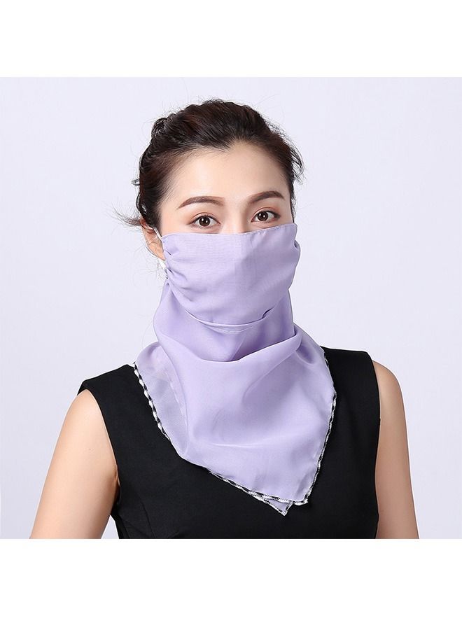 Generic Sun Chiffon protection face Mask, Veil Neck Gaiter Protector Ear Loops Collar Bandana Scarf, Dust Sports Headwear (Purple) - Image 5