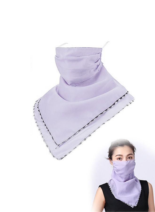 Generic Sun Chiffon protection face Mask, Veil Neck Gaiter Protector Ear Loops Collar Bandana Scarf, Dust Sports Headwear (Purple) - Image 1