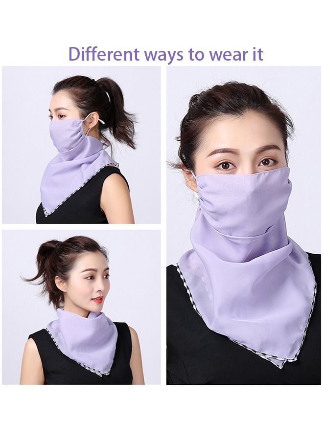 Generic Sun Chiffon protection face Mask, Veil Neck Gaiter Protector Ear Loops Collar Bandana Scarf, Dust Sports Headwear (Purple) - Image 4