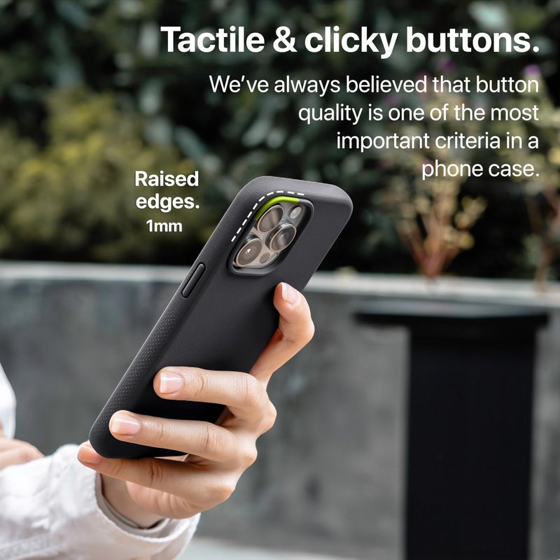 TineeOwl حافظة TineeOwl لهاتف iPhone 15 Pro Max مغناطيسية - سلسلة Dune، متوافقة مع MagSafe، TPU، تصميم بسيط، نحيفة/رقيقة، قابضة مع بطانة من الألياف الدقيقة، زر عمل دائري (أسود تقريبًا، iPhone 15 Pro Max) - Image 3