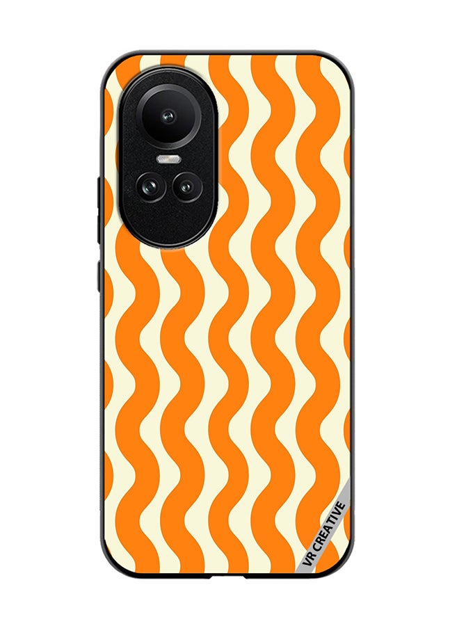 VR CREATIVE Protective Case Cover For Oppo Reno 10 Vertical Groovy Chevron Orange Stripe Autumn Pattern Design Multicolour - Image 1