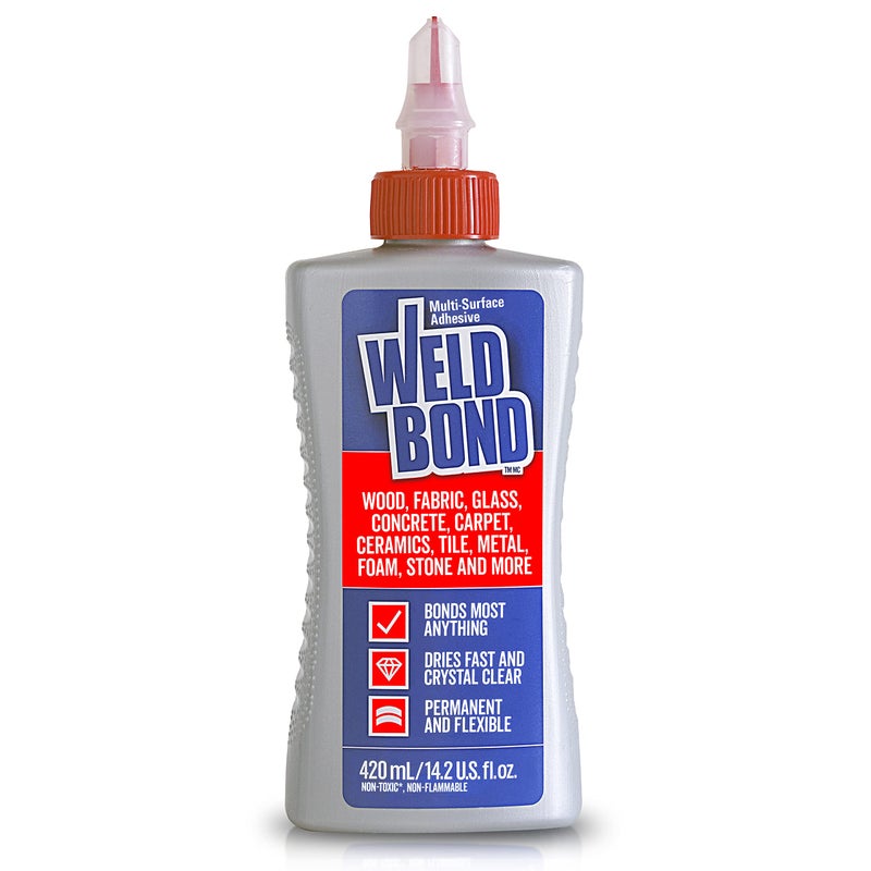 Weldbond All Purpose Glue Bonds Most Anything NonToxic Glue Use as Wood Glue or on Glass Crafts Ceramic Mosaic Porcelain Tile Stone Fabric Carpet Metal More Dries Crystal Clear 54 oz 160 ml - Image 1