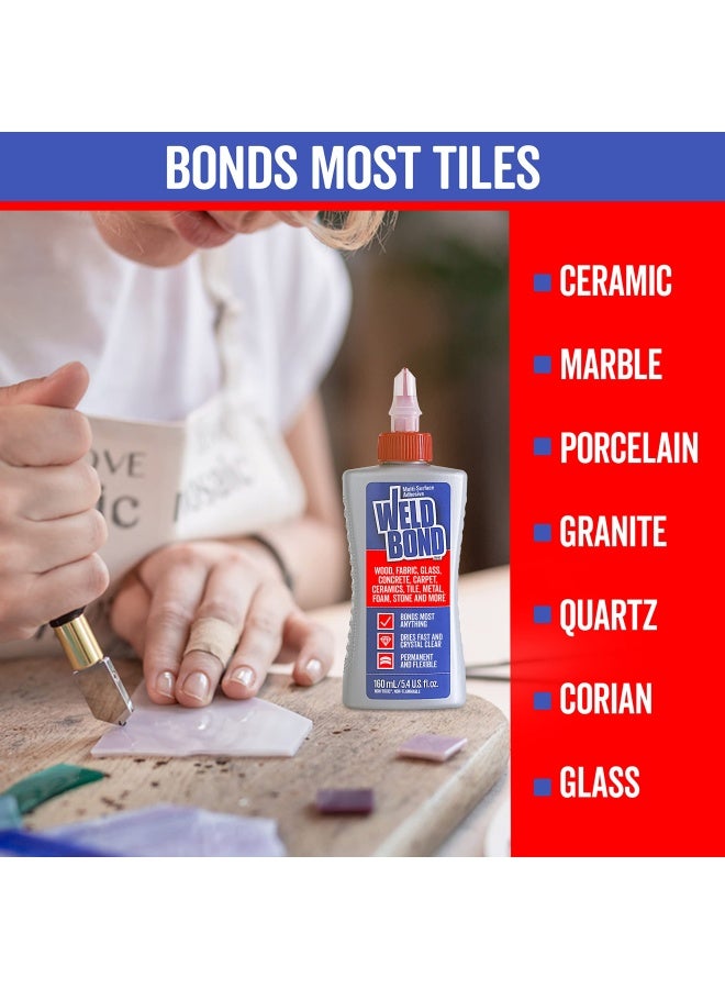Weldbond All Purpose Glue Bonds Most Anything NonToxic Glue Use as Wood Glue or on Glass Crafts Ceramic Mosaic Porcelain Tile Stone Fabric Carpet Metal More Dries Crystal Clear 54 oz 160 ml - Image 3