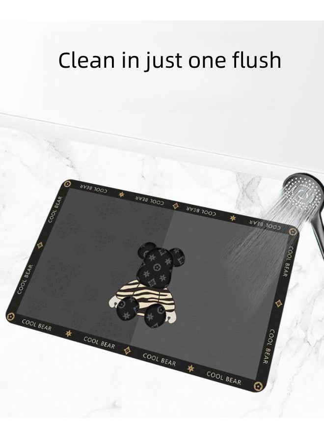 Cool Striped Bear Bathroom Mat Carpet - Rubber Non-slip Quick Drying Super Absorbent Bathroom Carpet - Suitable for Bathtubs, Shower Rooms, and Shower Carpets in Front of Sinks