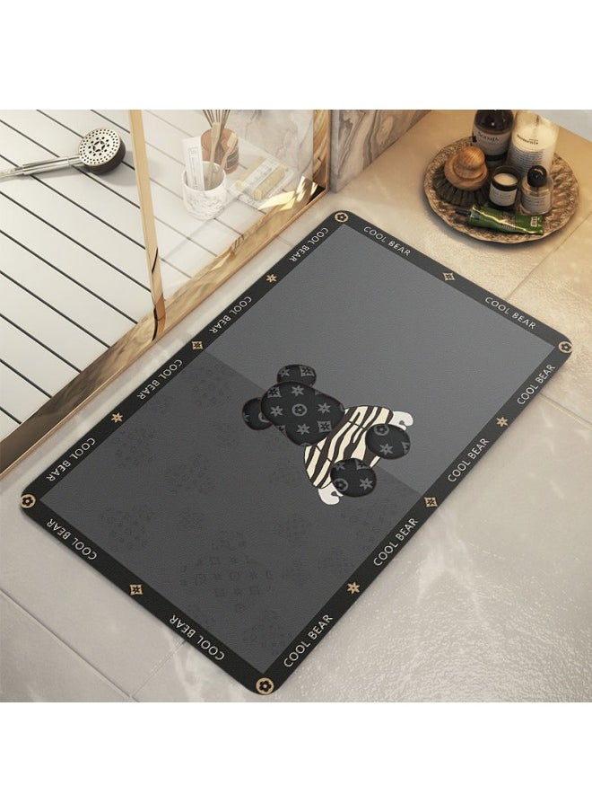Cool Striped Bear Bathroom Mat Carpet - Rubber Non-slip Quick Drying Super Absorbent Bathroom Carpet - Suitable for Bathtubs, Shower Rooms, and Shower Carpets in Front of Sinks