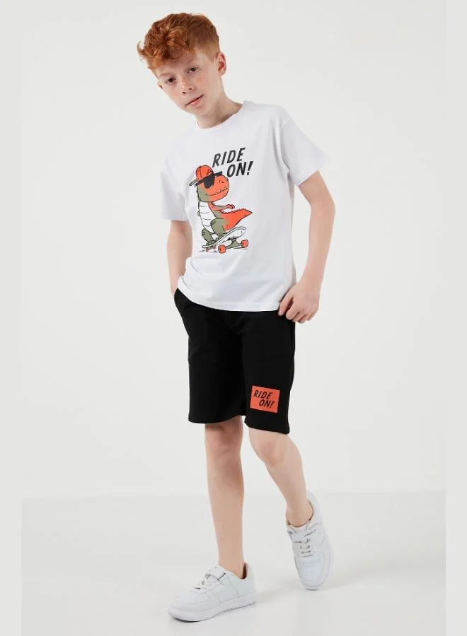 Lela Lela Cotton Regular Fit Crew Neck Shorts Bottom-Top Set Boy SET 6212014