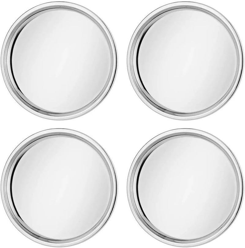 Ahimsa Stainless Steel Plates  9 Round Classic Stainless Steel Kids Plates Non Toxic Plate Camping Plate BPA Free  Dishwasher Safe Set of 4 - Image 1