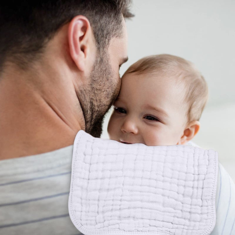 Looxii Muslin Burp Cloths Baby Girl 6 Pack - 20" x 10" - Ultra Soft & Absorbent, 6-Layer 100% Cotton for Spit Up & Drool- Gentle Baby Burping Cloth, Newborn Essentials Shower Gift Girl, White - Image 5