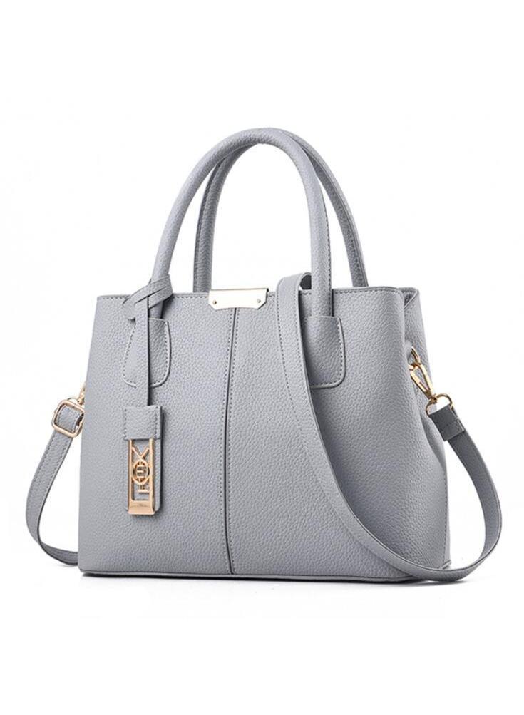 Y&D Leather Satchel Handbag Grey - Image 1