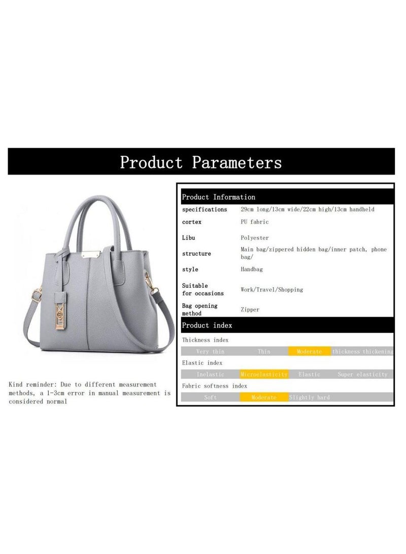 Y&D Leather Satchel Handbag Grey - Image 2