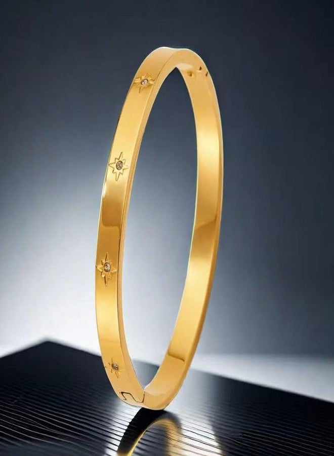 MEENAZ Gold Bangle Set Broad Bracelet for Women Stylish | Stainless Steel American Diamond AD Kada for Girls| Anti Tarnish Jewellery for women | Valentine Gift for girlfriend Wife gifts for woman-366 - Image 3