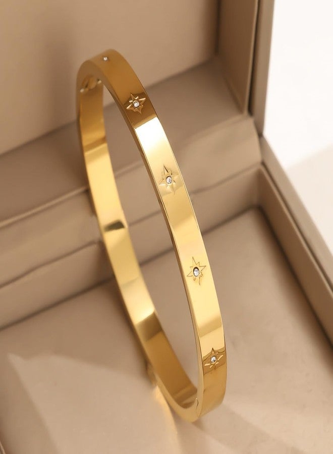 MEENAZ Gold Bangle Set Broad Bracelet for Women Stylish | Stainless Steel American Diamond AD Kada for Girls| Anti Tarnish Jewellery for women | Valentine Gift for girlfriend Wife gifts for woman-366 - Image 4