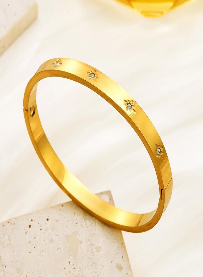 MEENAZ Gold Bangle Set Broad Bracelet for Women Stylish | Stainless Steel American Diamond AD Kada for Girls| Anti Tarnish Jewellery for women | Valentine Gift for girlfriend Wife gifts for woman-366 - Image 5