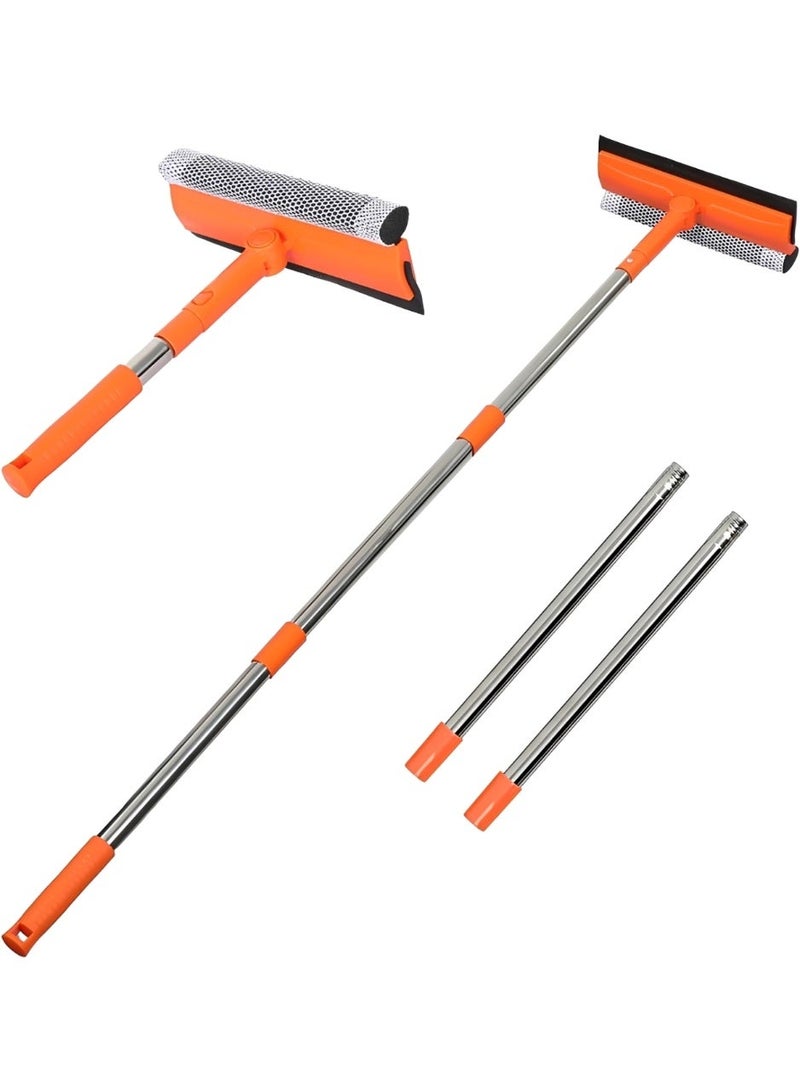 Professional 1.4M Window Squeegee Cleaner, 2 in 1 Sponge and Rubber Blade Glass Cleaning Tool with Long Stainless Steel Handle for Home Windows, Shower Doors, Mirrors and Car Windshield - Image 1