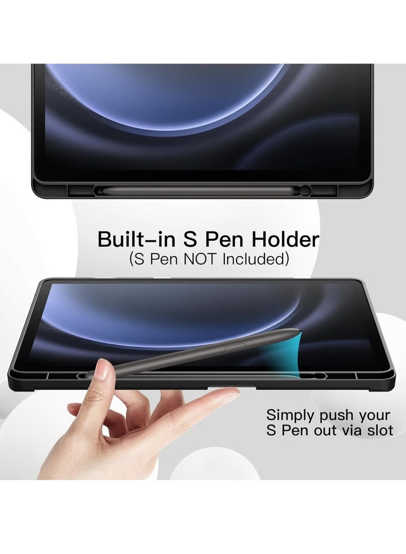 TIGER Premium Case for Samsung Galaxy Tab S9 FE+ 12.4-Inch with S Pen Holder, Soft TPU Tri-Fold Stand Protective Tablet Cover, Supports S Pen Charging, Auto Wake Sleep Function, Durable & Stylish Protection for Your Device - Image 3