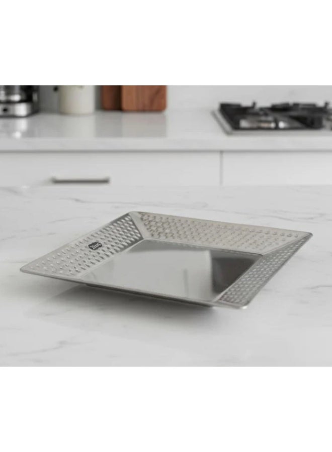 AKDC Square Platter Tray – Compact Chrome Silver | 22 cm Elegant Serving Accessory - Image 2