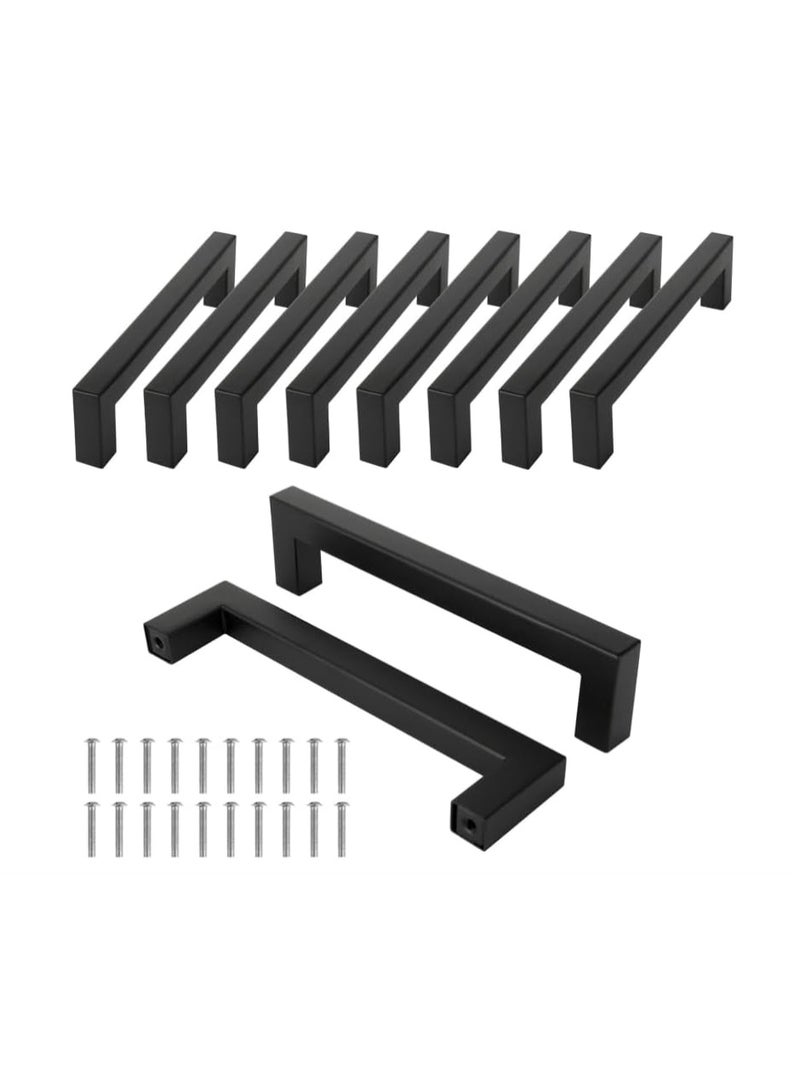 Modern Cabinet Handles, 5.5 inch/140mm Length, Matte Black, Set of 10 with Mounting Screws  - Image 1
