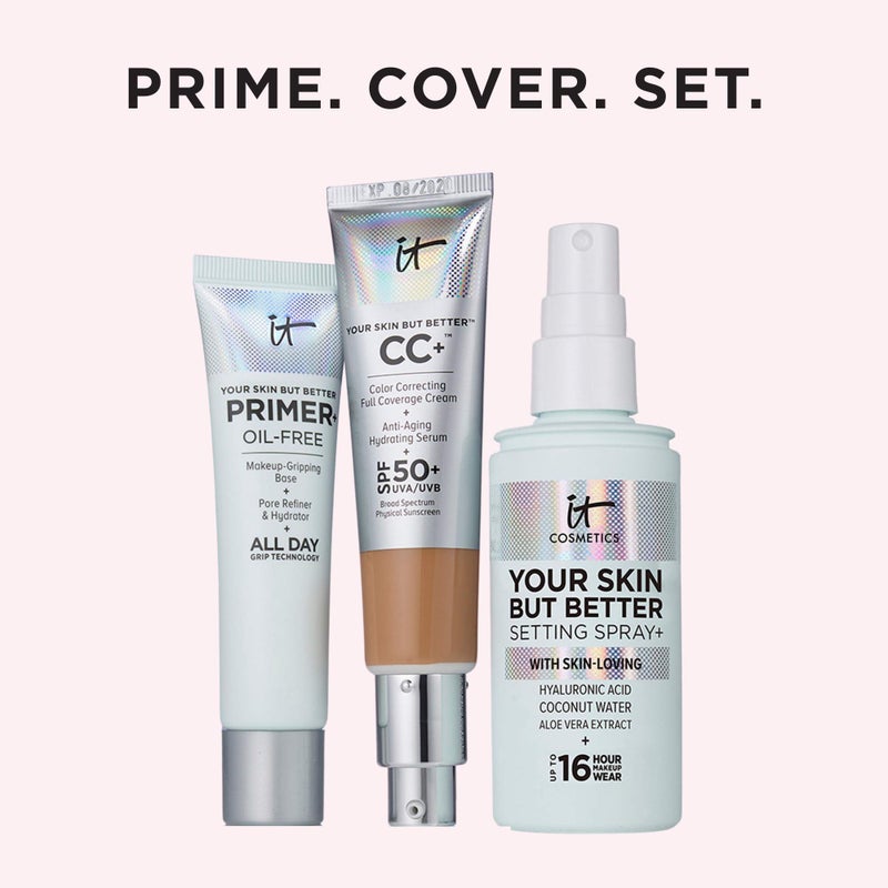 IT Cosmetics Your Skin But Better Makeup Primer+ - Extends Makeup Wear, Hydrates Skin, Refines the Look of Pores - With Glycerin, Bark Extract & Ginger Root Extract - Oil-Free Formula - 1 fl oz - Image 5