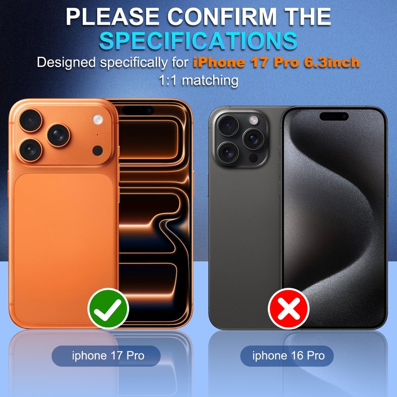Suoman for iPhone 17 Pro Camera Lens Protector, [All-in-one Frosted] [Strong-Adhesion] Metal Frame Tempered Glass Camera Lens Cover-Orange - Image 2