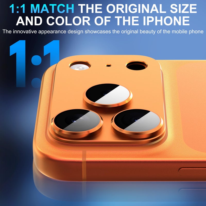 Suoman for iPhone 17 Pro Camera Lens Protector, [All-in-one Frosted] [Strong-Adhesion] Metal Frame Tempered Glass Camera Lens Cover-Orange - Image 4