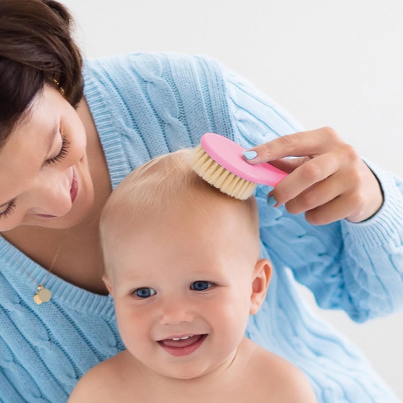 Pink Handle Shower Brush Body Scrubber Bathing Hair Brush for Newborn Care - Image 4
