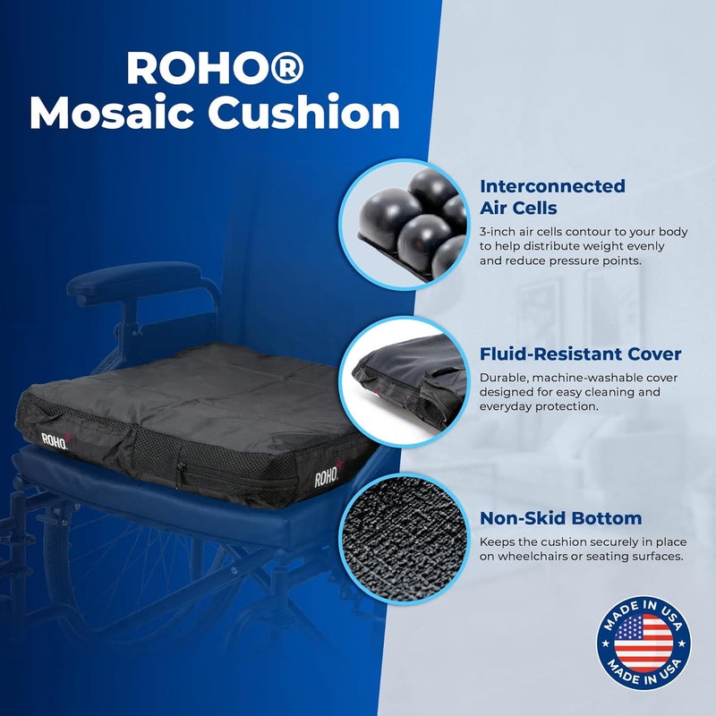 ROHO MOSAIC Cushion - Comfortable Inflatable Seat Cushion for Office Chair, Wheelchair, and Back Pain Support, 18" x 18" - Image 2