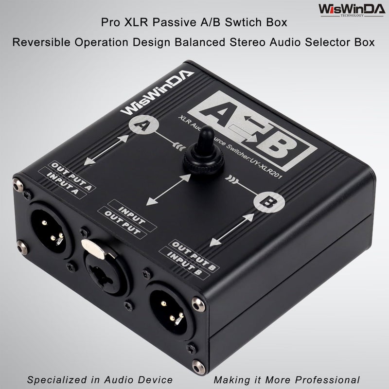 WisWinDa Pro XLR Passive A/B Switch Box Reversible Operation Design Balanced Audio Converter 2 Channel HiFi Stereo Audio Selector No Loss Switching Aluminum Shell (XLR A/B Swtich Box (F-2M)) - Image 2