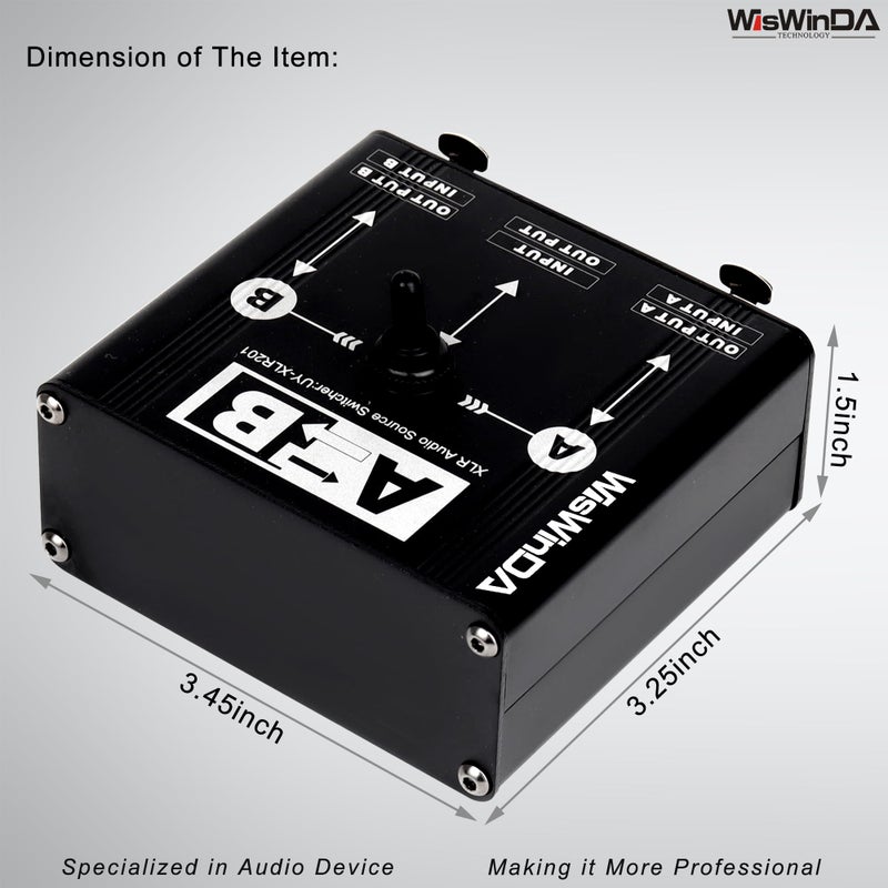 WisWinDa Pro XLR Passive A/B Switch Box Reversible Operation Design Balanced Audio Converter 2 Channel HiFi Stereo Audio Selector No Loss Switching Aluminum Shell (XLR A/B Swtich Box (F-2M)) - Image 5