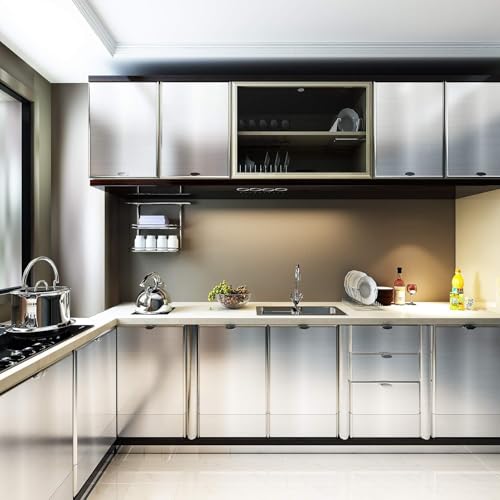 HOME13™ Wallpaper Self Adheisve Silver Brushed Contact Wallpaper Vinyl Removable Waterproof Kitchen Cabinet Countertop (24x96 Inches, Silver Brushed) - Image 3