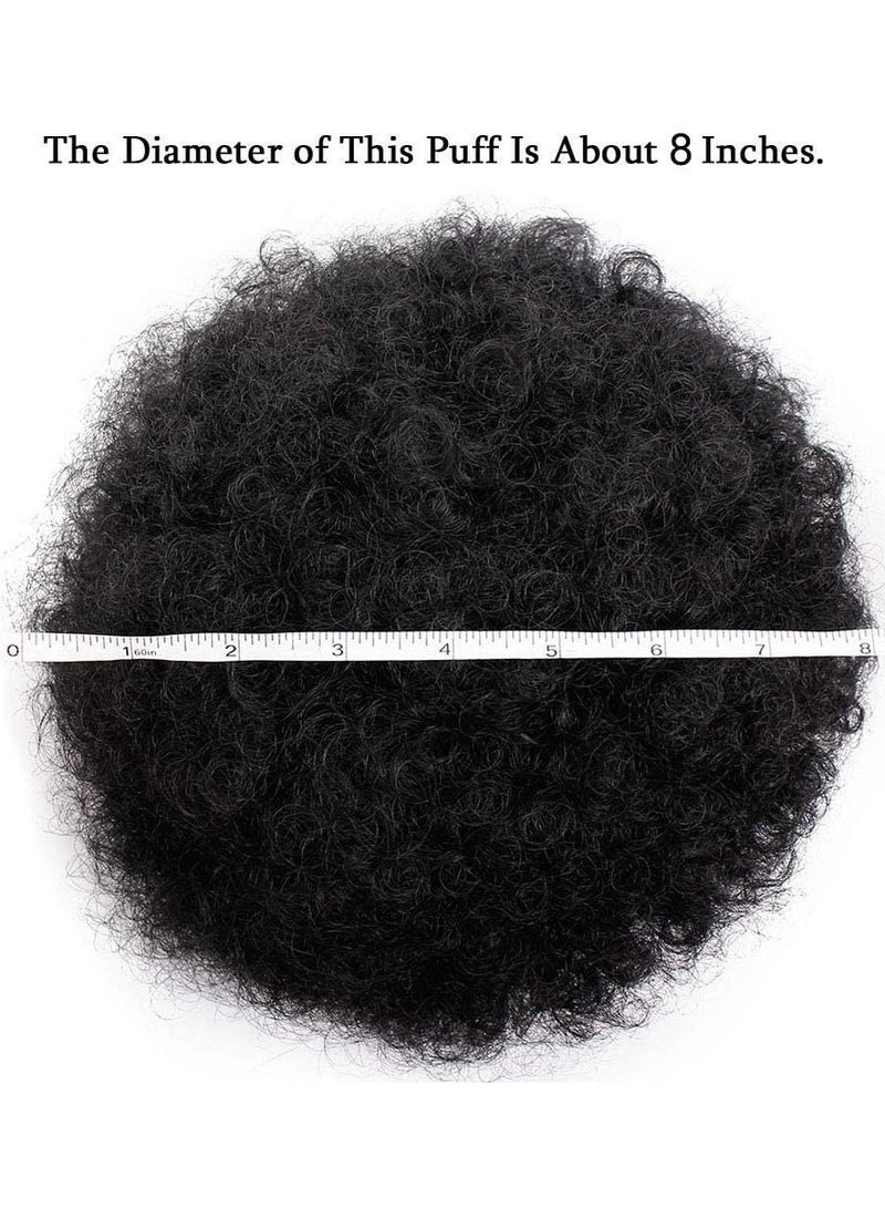 إستيل شعر مستعار صناعي قصير مجعد على شكل ذيل حصان أمريكي أفريقي غريب مجعد ملفوف برباط منتفخ على شكل ذيل حصان شعر مستعار مع مشبكين صغير طبيعي أسود - Image 5