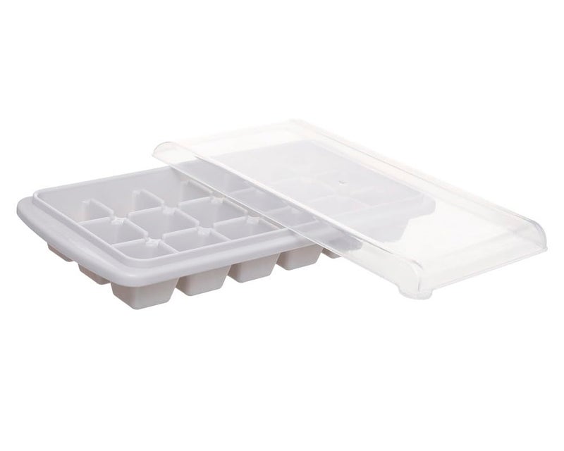 Plastic Ice Cube Tray 18 Cubes with Airtight Lid Leakproof Durable Flexible Easy to Remove Dishwasher Safe Light Grey - Image 3