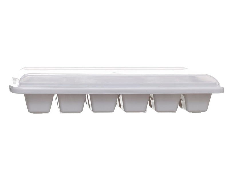 Plastic Ice Cube Tray 18 Cubes with Airtight Lid Leakproof Durable Flexible Easy to Remove Dishwasher Safe Light Grey - Image 2