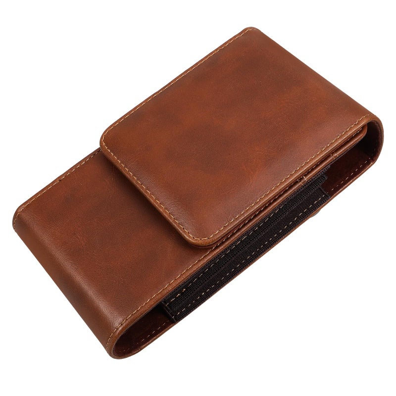 Brown Leather Mens Phone Waist Bag Dual Card Slots Belt Clip For Outdoor Sports - Image 2