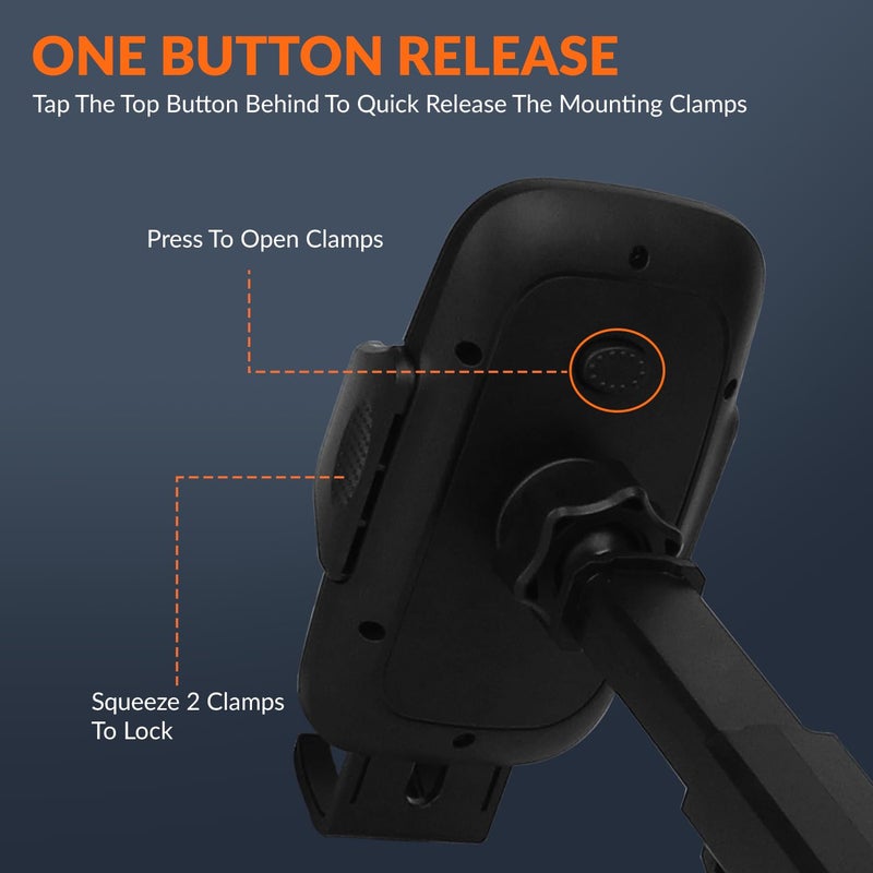 Tukzer Universal Car Mount Mobile Holder Stand| Strong Suction Cup, Double Shift Locking for Dashboard Windshield| Quick Touch Release, Long Telescopic Arm, 360° Rotatable Head| for All Mobile Phones,Black - Image 4