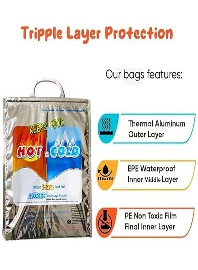 TUPERMAR Hot and Cold Insulated Bags for Food Delivery, Grocery Shopping Bags, Food Storage for Hot and Frozen Food for Travel, Disposable Color Bag, Reinforced Thermal Lunch Bag(Pack of 1) - Image 5