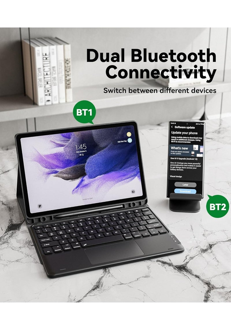 Keyboard Case for Samsung Galaxy Tab  S9 FE 5g Case with Keyboard, Galaxy Tab S9 Keyboard Case, 7 Color Backlit Touchpad Keyboard with Pencil Holder, Magnetic Detachable, for Galaxy Tab S9 FE 10.9, S9 11 - Image 1