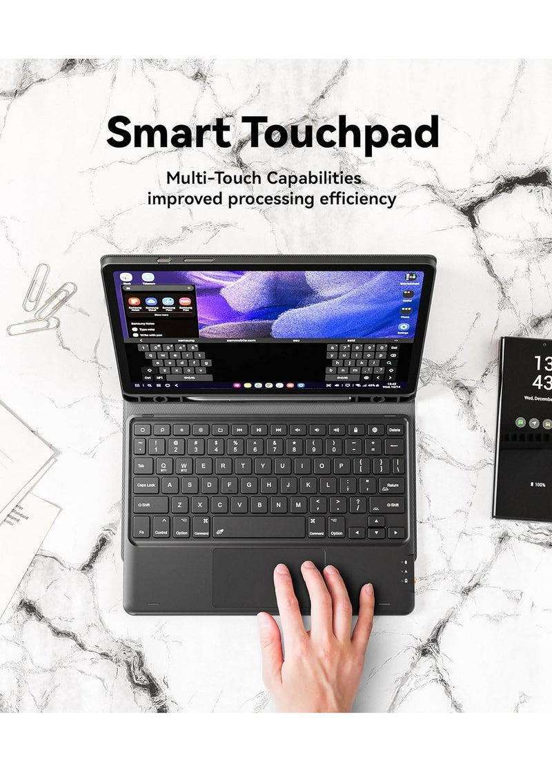 Generic - GreenLaw English and Arabic Keyboard Case for Samsung Galaxy Tab  S9 FE 5g Case with Keyboard, Galaxy Tab S9 Keyboard Case, 7 Color Backlit Touchpad Keyboard with Pencil Holder, Magnetic Detachable, for Galaxy Tab S9 FE 10.9", S9 11", - Image 1