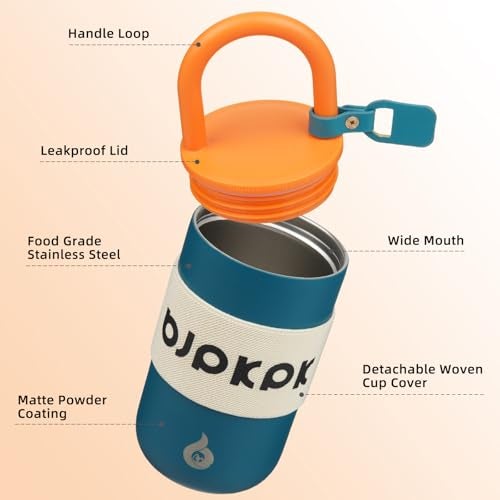 BJPKPK Insulated Stainless Steel Tumbler Cups 13oz Travel Coffee Mug With Lid And HandleDark Blue - Image 3
