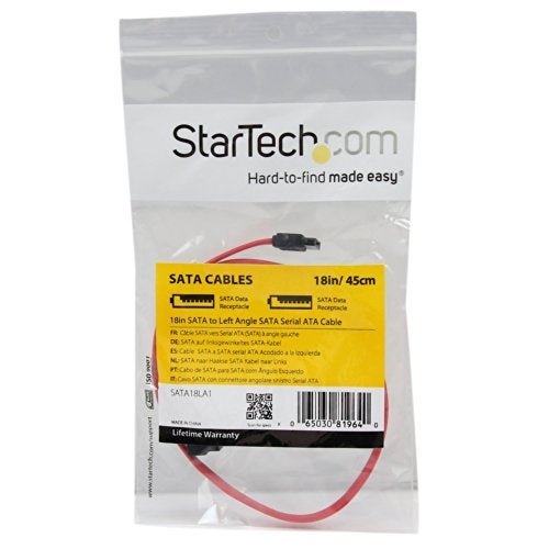 StarTech.com 18in SATA to Left Angle SATA Serial ATA Cable - F/F (SATA18LA1), Red - Image 2