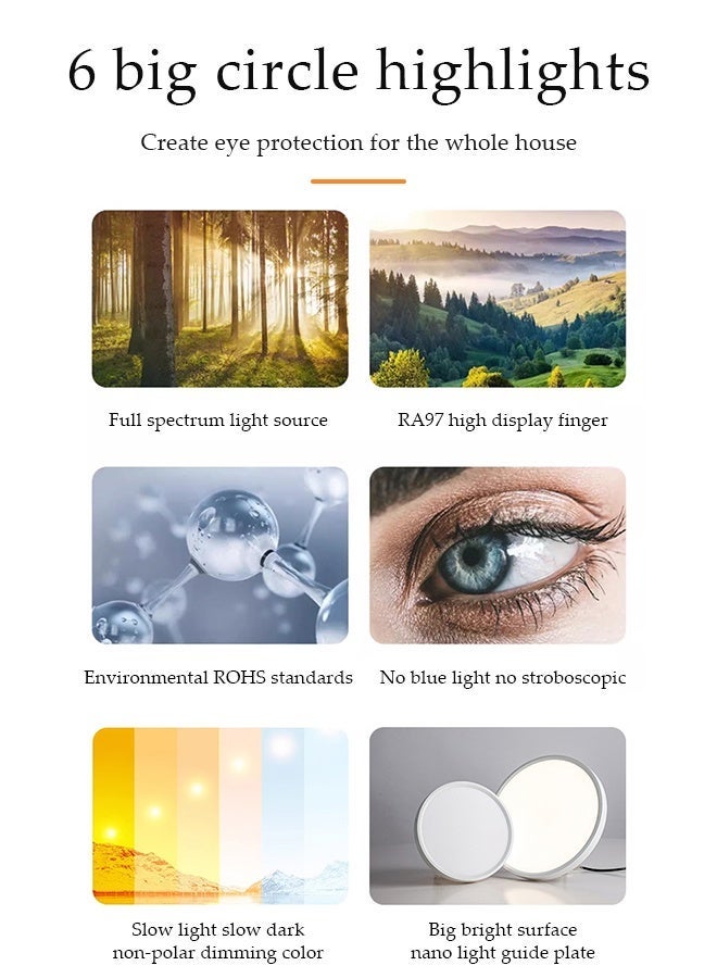DUNISO LED Flush Mount Ceiling Light, LED Ceiling Light Fixture,Dimmable Eye Protection Ceiling Light, 3000K-6000K Selectable,Suitable for Bedroom, Kitchen, Closet and Hallway, 300mm * 23mm - Image 3