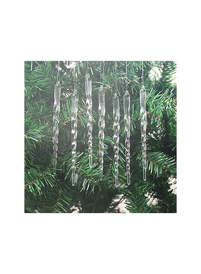 The Bros زينة عيد الميلاد على شكل سُكُب 25 قطعة من الأكريليك الشفاف زينة معلقة لشجرة عيد الميلاد (برغي-5.1 بوصة) - Image 2