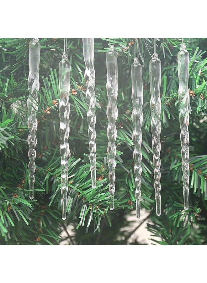 The Bros زينة عيد الميلاد على شكل سُكُب 25 قطعة من الأكريليك الشفاف زينة معلقة لشجرة عيد الميلاد (برغي-5.1 بوصة) - Image 1