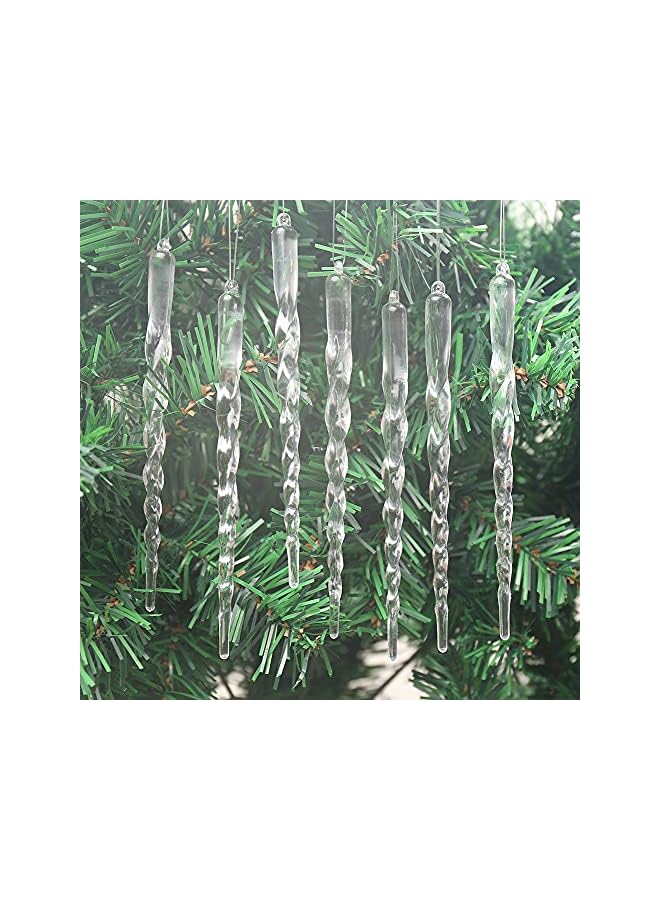 The Bros زينة عيد الميلاد على شكل سُكُب 25 قطعة من الأكريليك الشفاف زينة معلقة لشجرة عيد الميلاد (برغي-5.1 بوصة) - Image 3