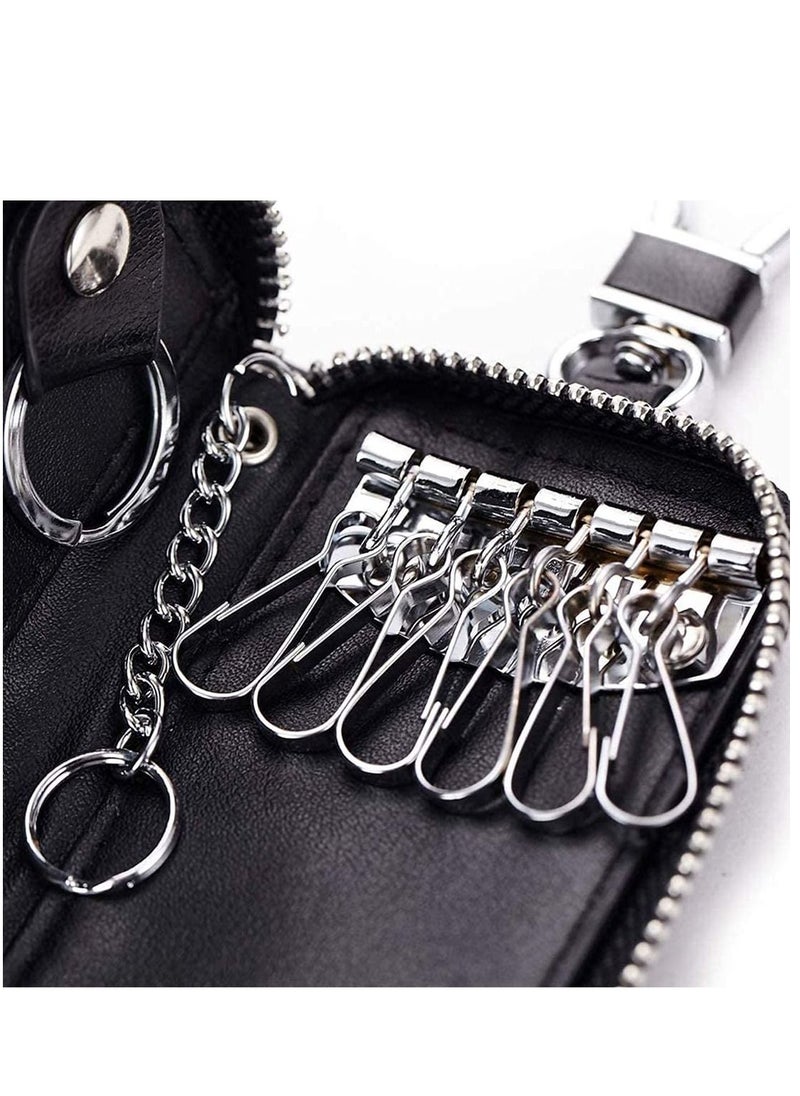 KASTWAVE - PU Leather Car Key Case Car Smart Key Chain Coin Holder Smart Key Holder Protection Car key Chain Bag Auto Remote Keyring Wallet Key Wallet Card Wallet Leather Wallet Black - Image 1