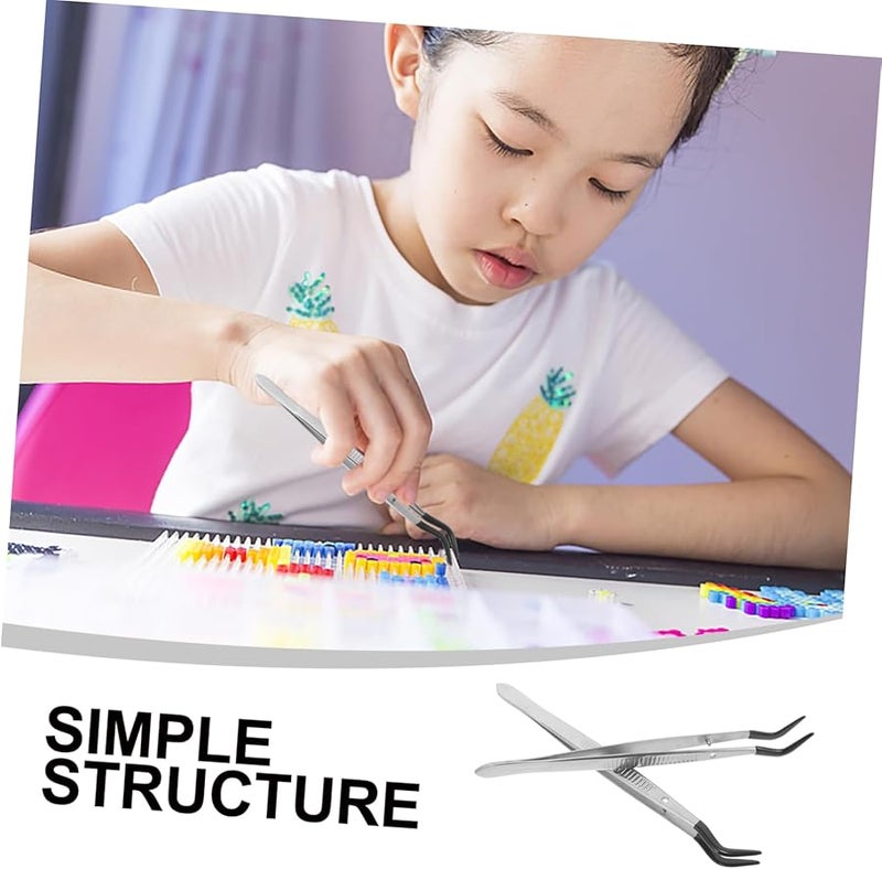 2pcs Black Rubber Tipped Curved Precision Tweezers for Jewelry Coins Stamps Hobbyists - Image 4