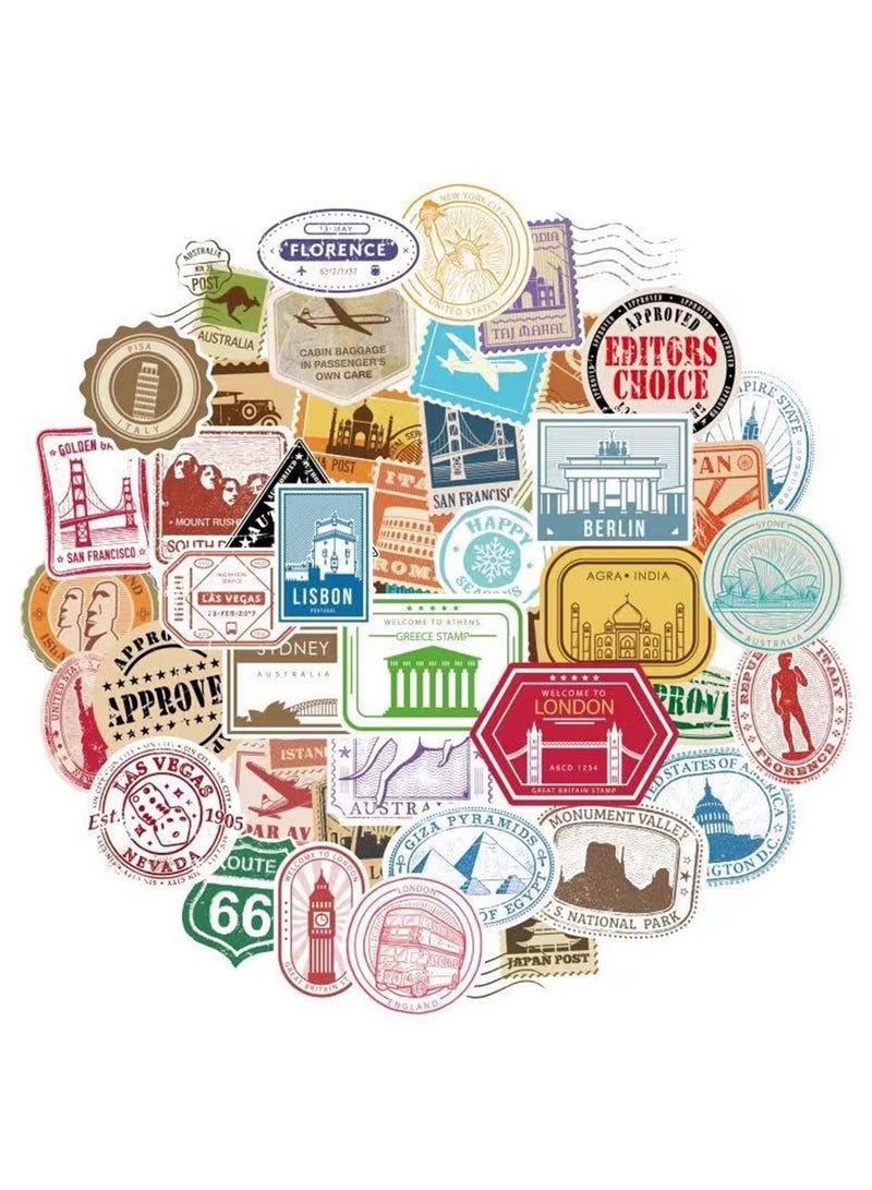 50 Pcs Vintage Travel Stickers for Journaling Luggage Sticker Stub Vintage Sticker for Junk Journal Crafts Laptop Water Bottle Album Scrapbook - Image 1