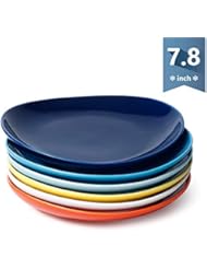 Sweese 151.002 Porcelain Dessert Salad Plates - 7.8 Inch - Set of 6, Hot Assorted Colors - Image 1