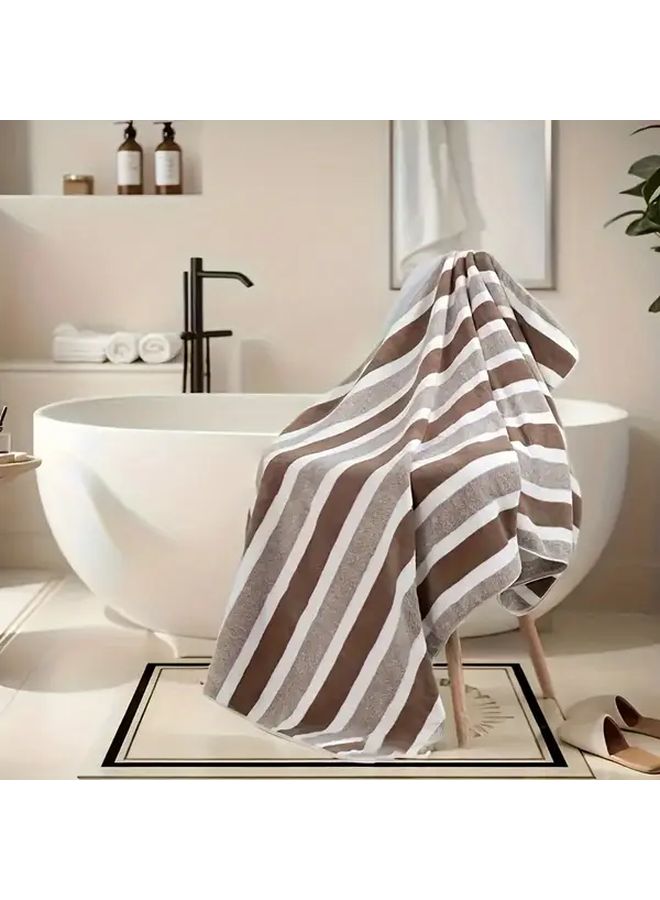 Green Stripes Quick Dry Towel Set Ultra Soft Absorbent for Bath Beach Travel - Image 4